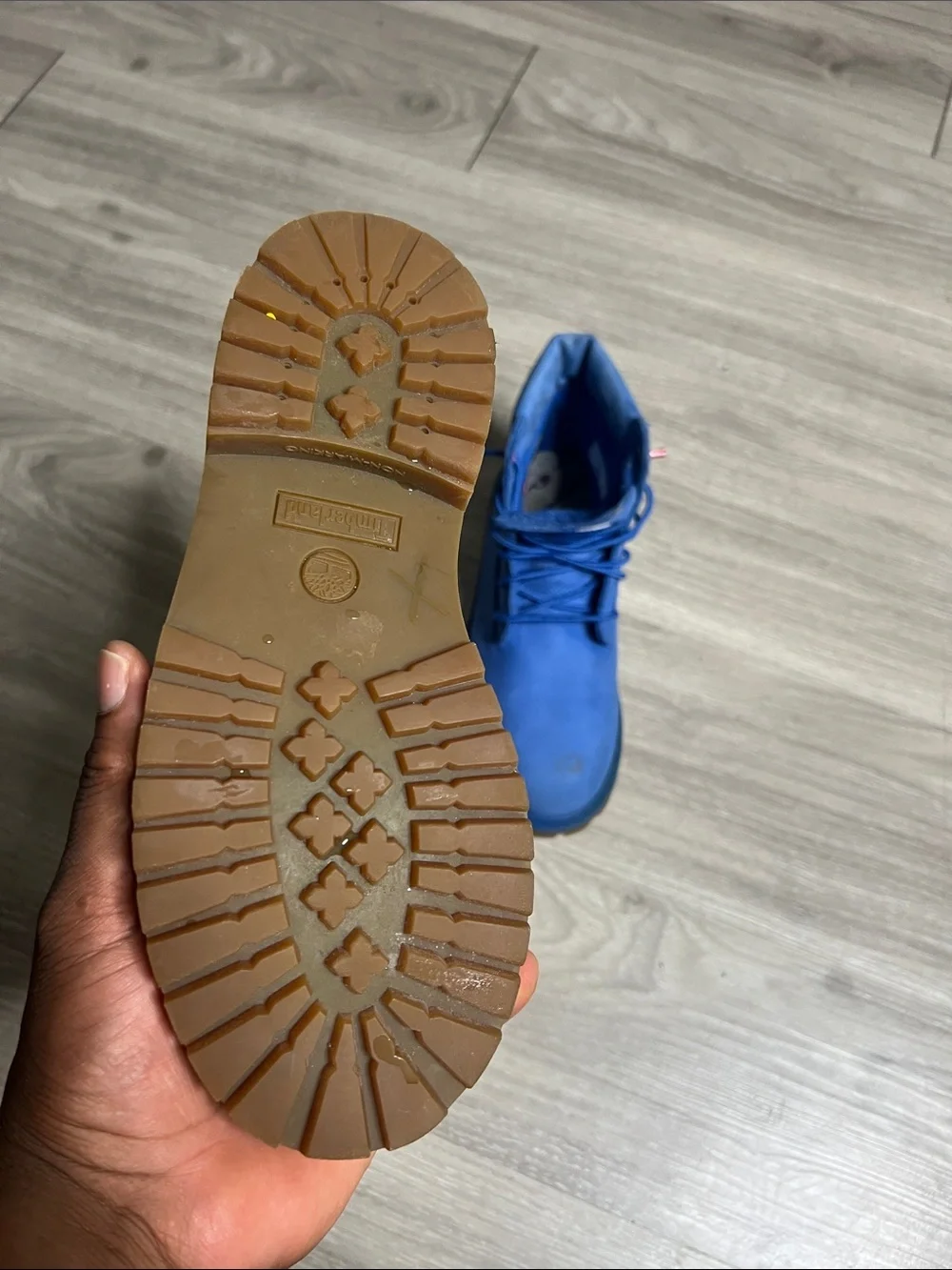 Timberland Champion Blue Lace-Up Boots with Red Logo Accent (Boys)